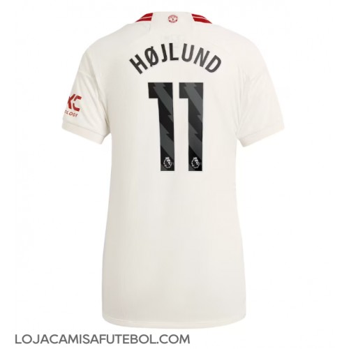 Camisa de Futebol Manchester United Rasmus Hojlund #11 Equipamento Alternativo Mulheres 2023-24 Manga Curta